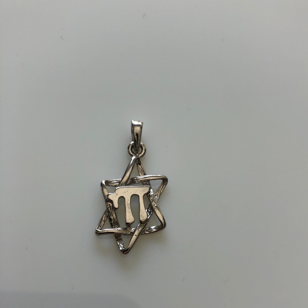 Silver Chai in Jewish Star Costume Jewelry Charm